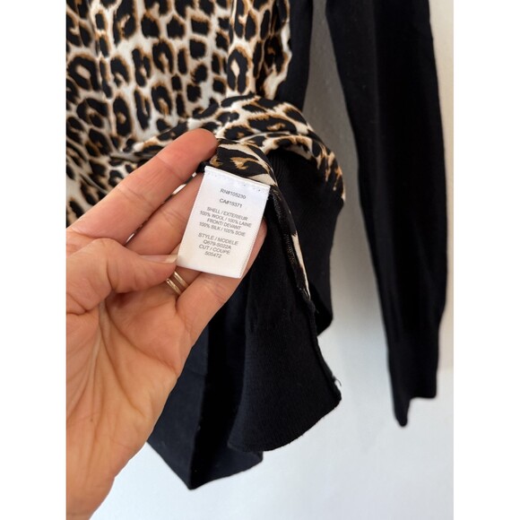 Equipment Femme Wool Leopard Print Sweater Medium Black Tan Long Sleeve Pullover - Picture 3 of 6